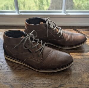 LONDON UNDERGROUND Men's Brown Leather Shoes boots 8.5 men’s Great Used cond